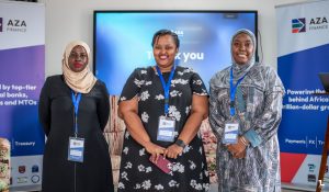 Fatumah Shamim Kavuma, Manager of International Remittances & Interoperability, MTN MoMo Uganda; Luise Karamagi, Lead of International Money Transfer, Airtel Uganda; Fatimah Gana-Mahmoud, Head of Sales for West & Central Africa, AZA Finance